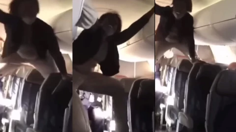 mujer poseída en avión