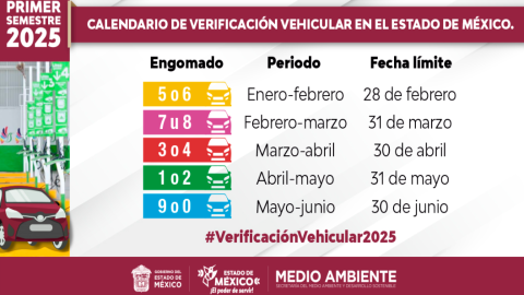 Calendario de verificación vehicular 2025 Edomex