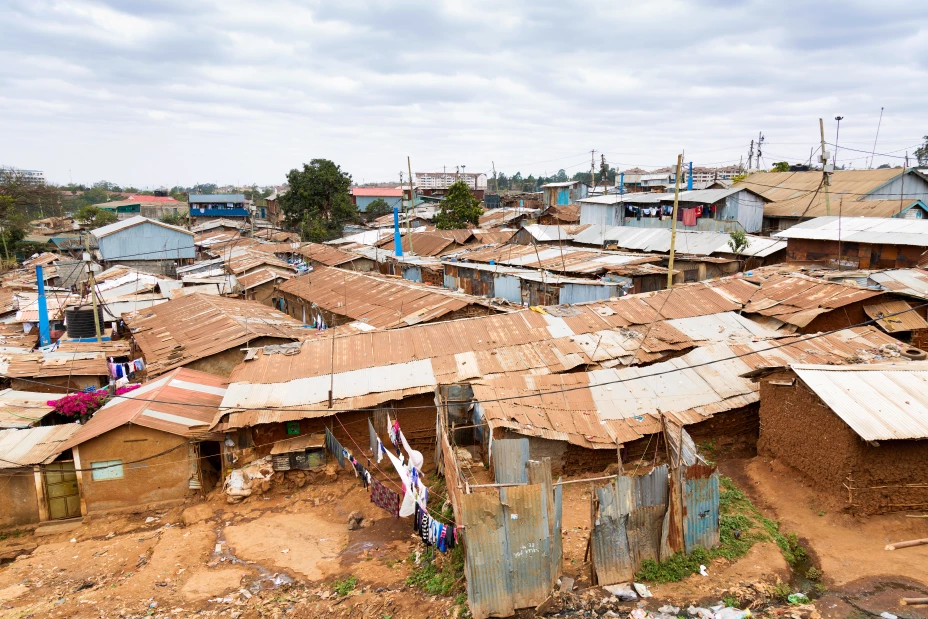 Kibera is the biggest slum in Africa. Slums in Nairobi, Kenya.