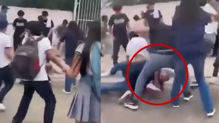 Pelea entre padres y estudiantes en Hermosillo, Sonora
