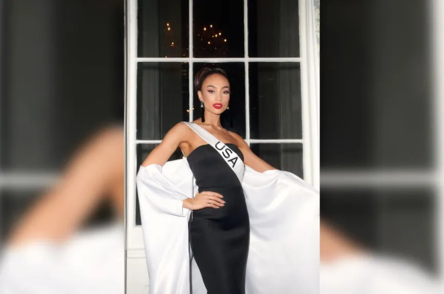 R’Bonney Gabriel, Miss Universo USA 2022 asiste a la recepción de bienvenida.