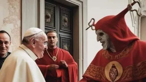 Papa Fracisco saluda al diablo
