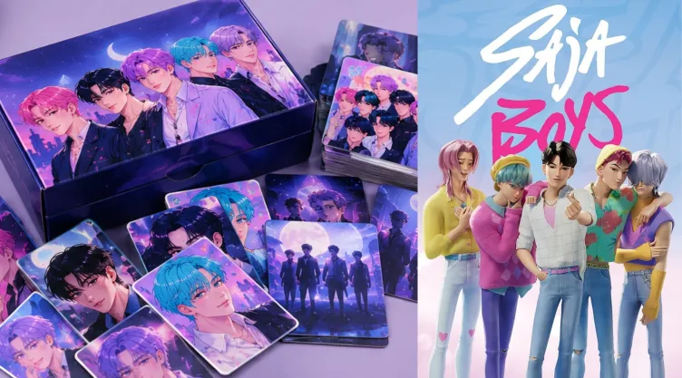 4 photocards de Saja Boys en grupo para personalizar los regalos y decorar tu colección de KPop Demon Hunters