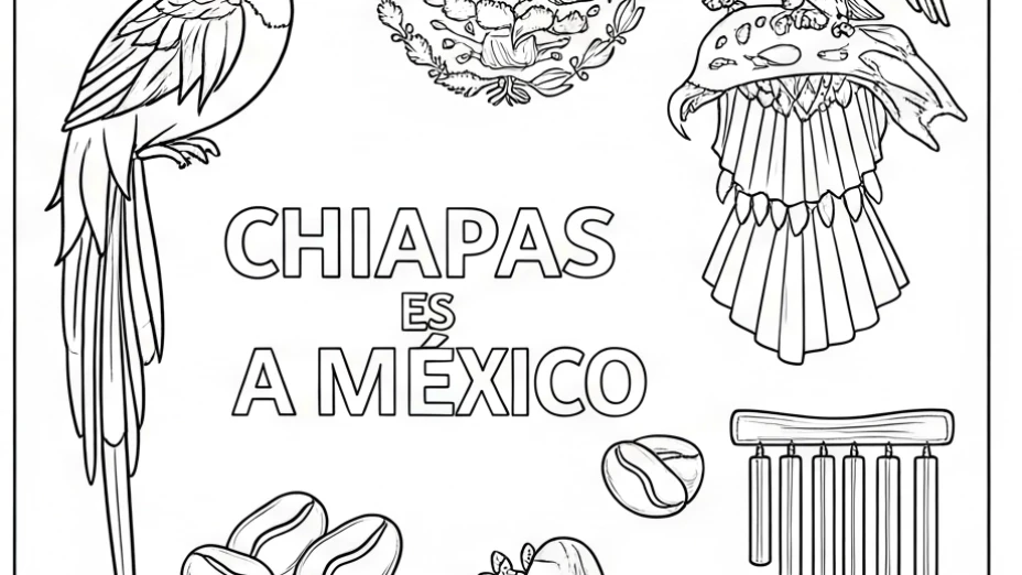 Imagen para colorear de la anexión de Chiapas a México