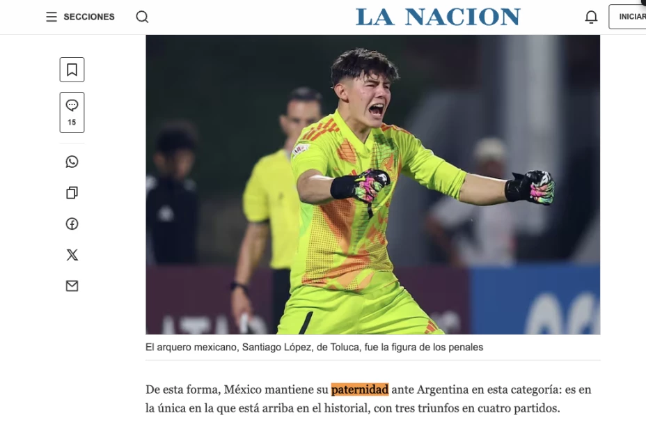 La Nación: qué dijo de Argentina vs México Sub-17.