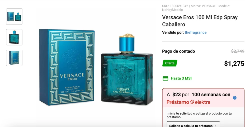 Así es el perfume Versace que ofrece Elektra