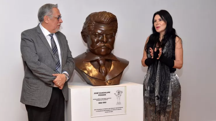 Develan busto en Madrid de José Guadalupe Posada por ser el creador de la Catrina