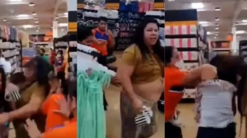 Mujeres se pelean en empleados supermercado en Cancun