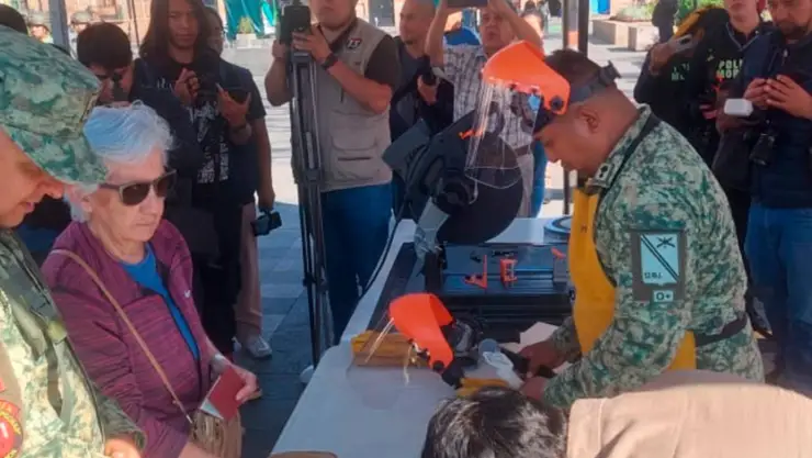 Abuelita acude a canje de armas