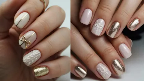 19 ideas de uñas nude con brillos: se ven hermosas en cortas o largas y serás la sensación en Navidad.
