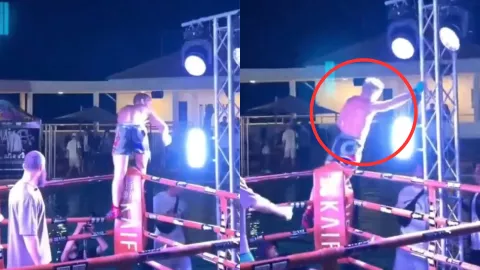 VIDEO | El boxeador Ivan Parshikov recibe una descarga eléctrica al festejar su victoria en el ring