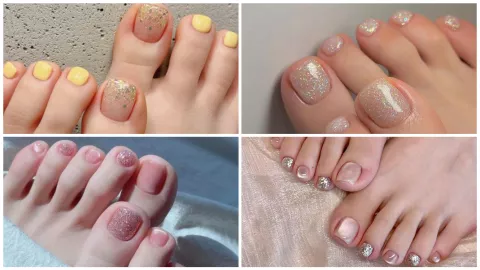 con brillos - diseños de uñas de pies para la temporada primavera-verano 2026