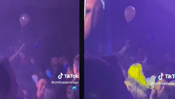 Mujer amarra globo a su amiga en antro