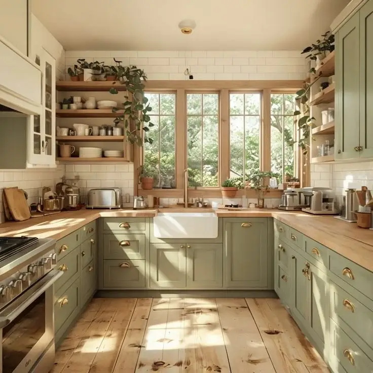 Cocina verde menta para atraer la abundancia