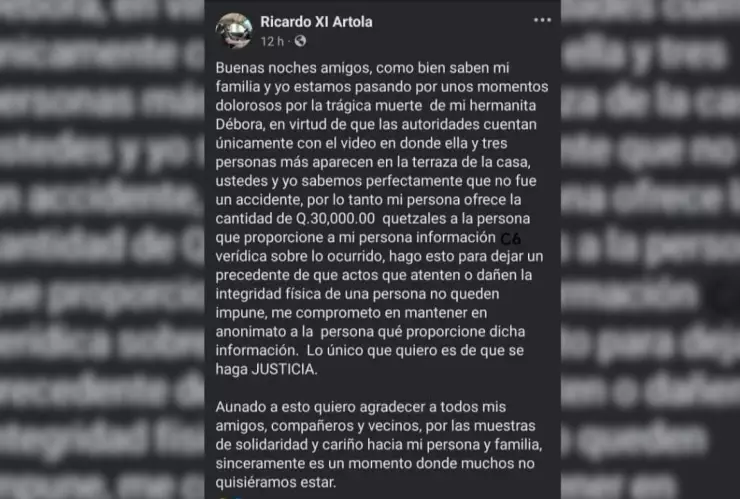 Publicación del hermano de Débora Rebeca