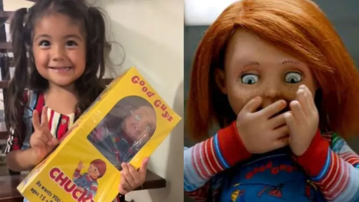 Niñanrecibe un Chucky de regalo