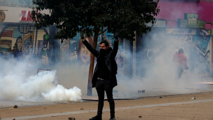 Protest for a national strike in Bogota