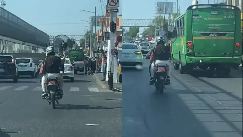 VIDEO: Ante intenso calor, captan a motociclista con un ventilador funcionando en Guadalajara