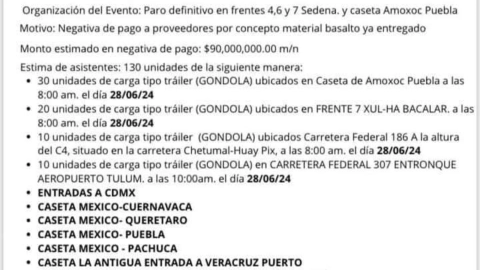Paro nacional de transportistas en México.
