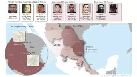 Estados Unidos muestra estructura del Cártel del Noreste, antes “Los Zetas”, con sus tres nuevos sancionados y “El Makabelico”