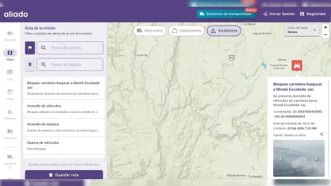 Mapa en tiempo real sobre bloqueos en México