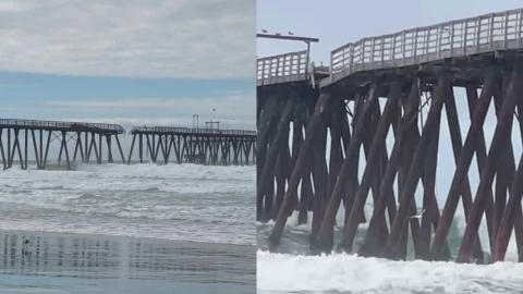 VIDEO: Olas destrozan muelle de Rosarito, Baja California
