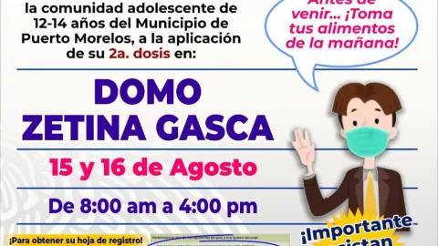 Jornada de vacunación contra Covid-19 en Puerto Morelos