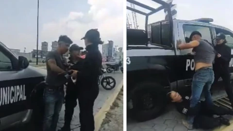 VIDEO_ Sujeto ebrio agrede a golpes a mujeres policías