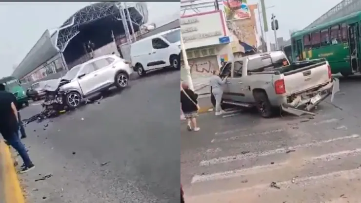 VIDEO | Vehículo casi destruido tras aparatoso choque en avenida Federalismo