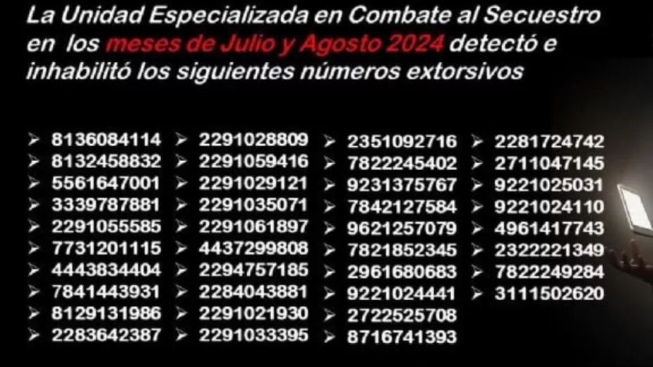 38 números telefónicos usados para extorsionar en Veracruz