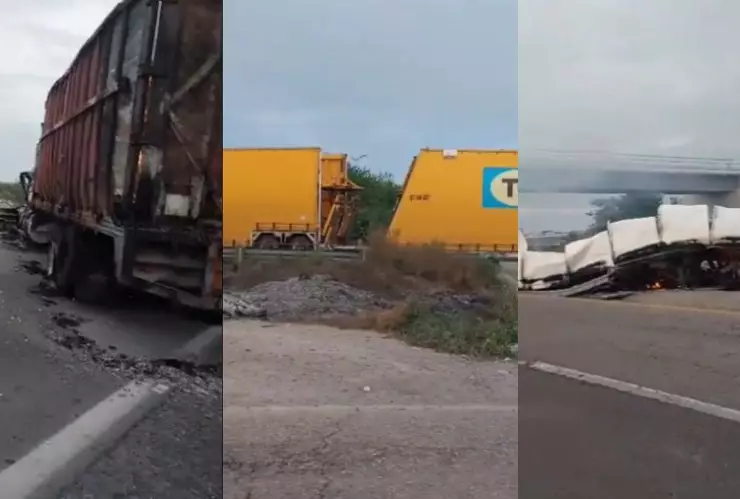 bloqueo-autopista-mazatlán-culiacán-tráileres-vehículos-incendiados