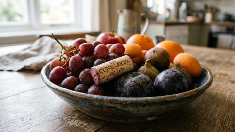 Corcho de vino en el frutero