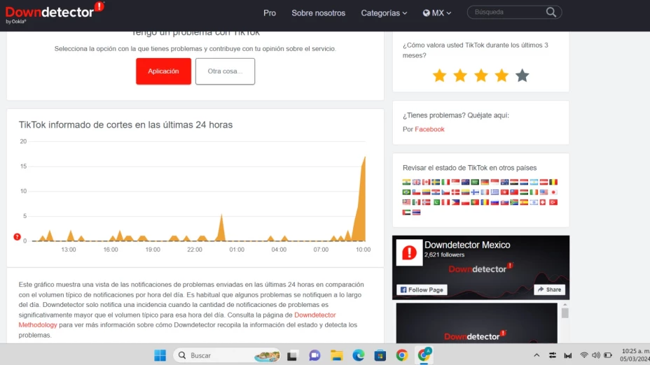 Downdetector reporta fallas en Tik Tok