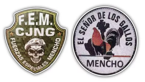 Emblemas del CJNG: Fuerzas Especiales Mencho y El Señor de los Gallos 