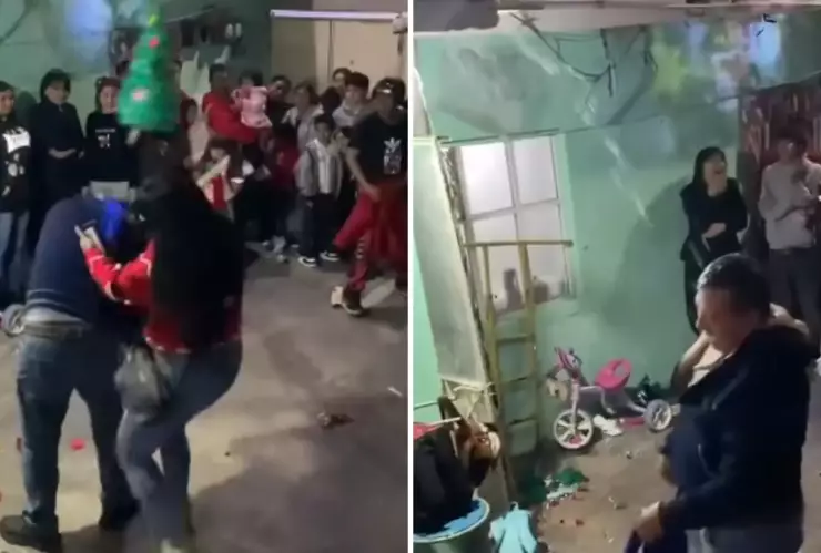 Video familia rompe tubería en piñata