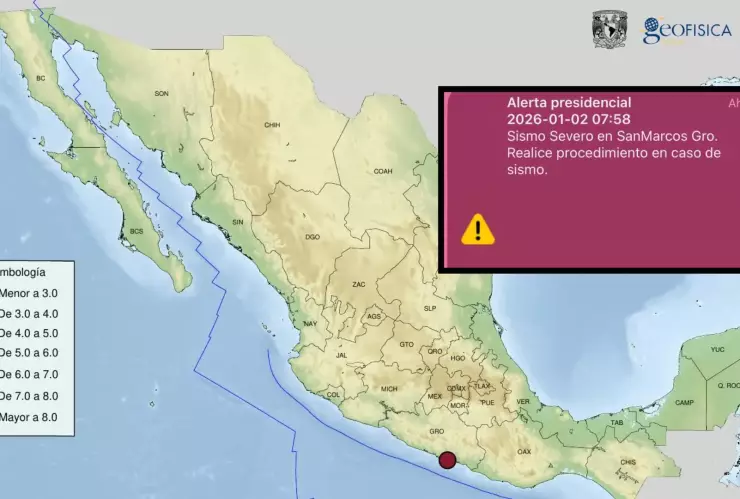 Sismo en México hoy 2 de enero 2026