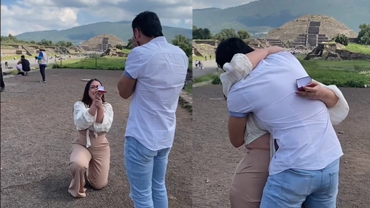 Mujer pide matrimonio.