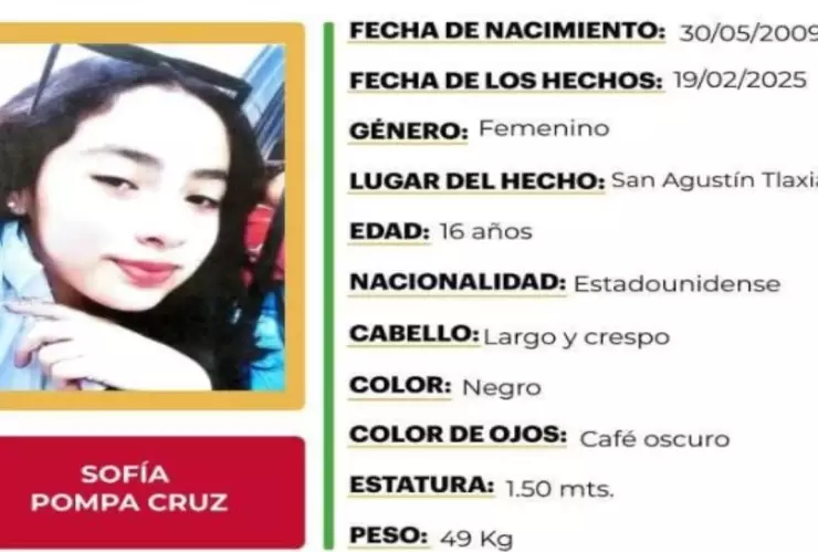 ALERTA AMBER: Sofía Pompa Cruz desapareció en Hidalgo