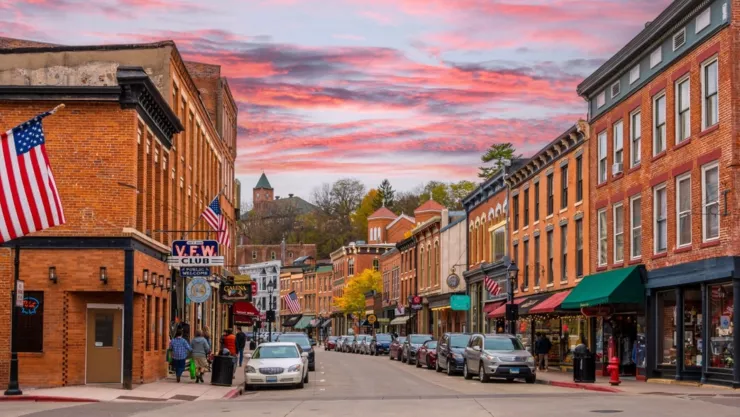 Una calle de Galena, en Illinois, durante el otoño.