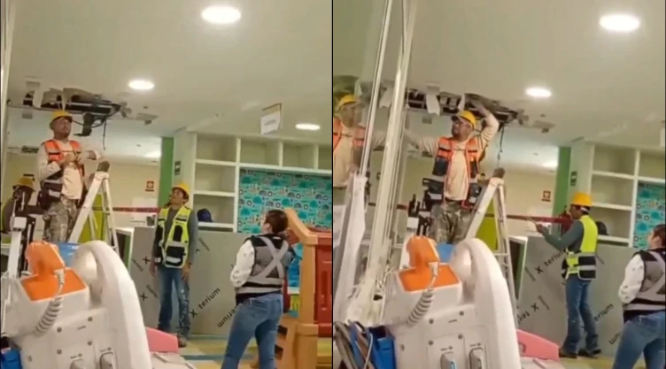 Plafón cae en hospital de Veracruz.