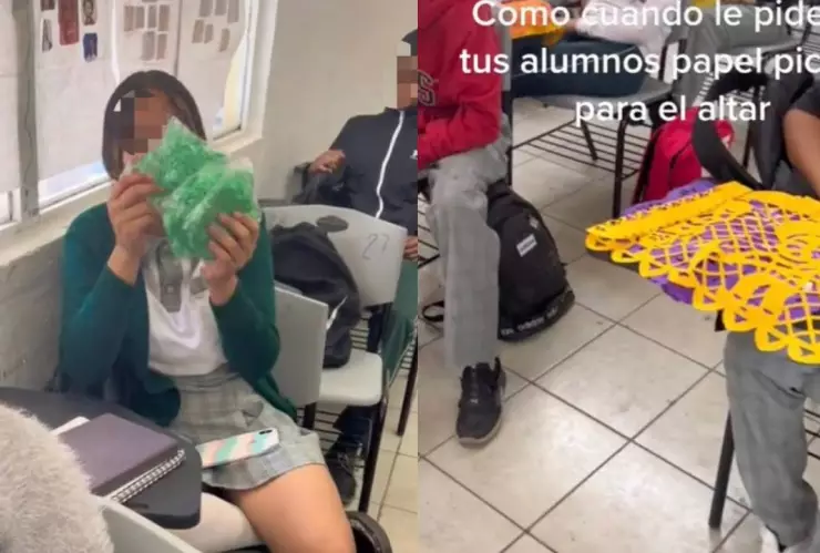 VIDEO: Alumna lleva “papel picado” al Día de Muertos y se hace viral