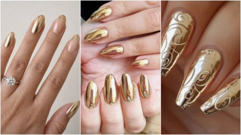 Checa estos dise&ntilde;os de u&ntilde;as con el efecto espejo dorado