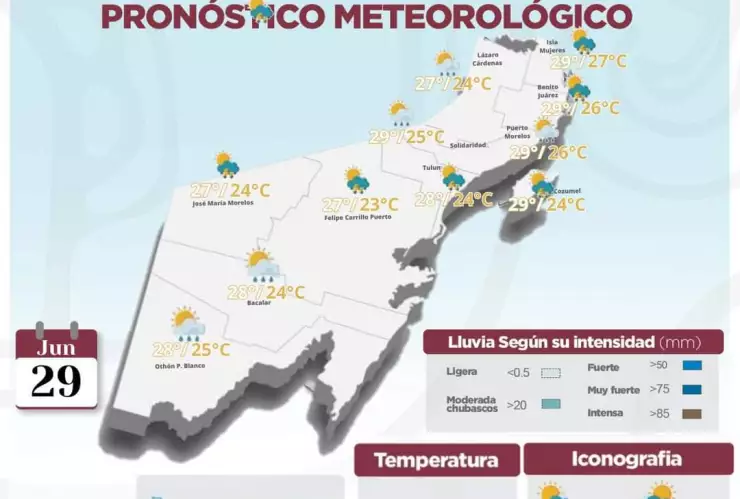 Este es el pronóstico del clima en Quintana Roo hoy 29 de junio de 2024