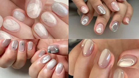 diseños de uñas plateadas japonesas