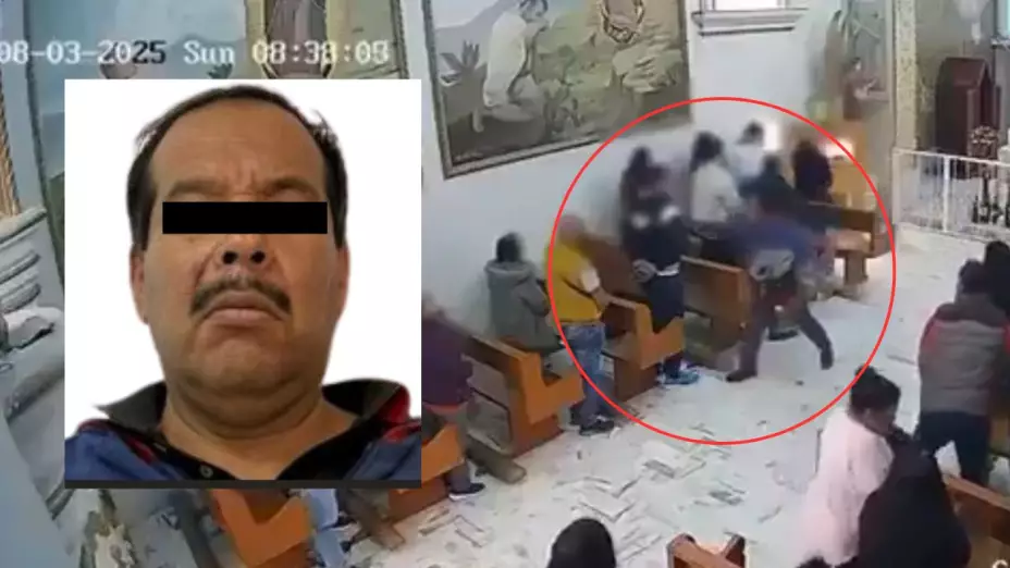 VIDEO: Sujeto intenta acuchillar a un hombre durante misa en iglesia del Edomex