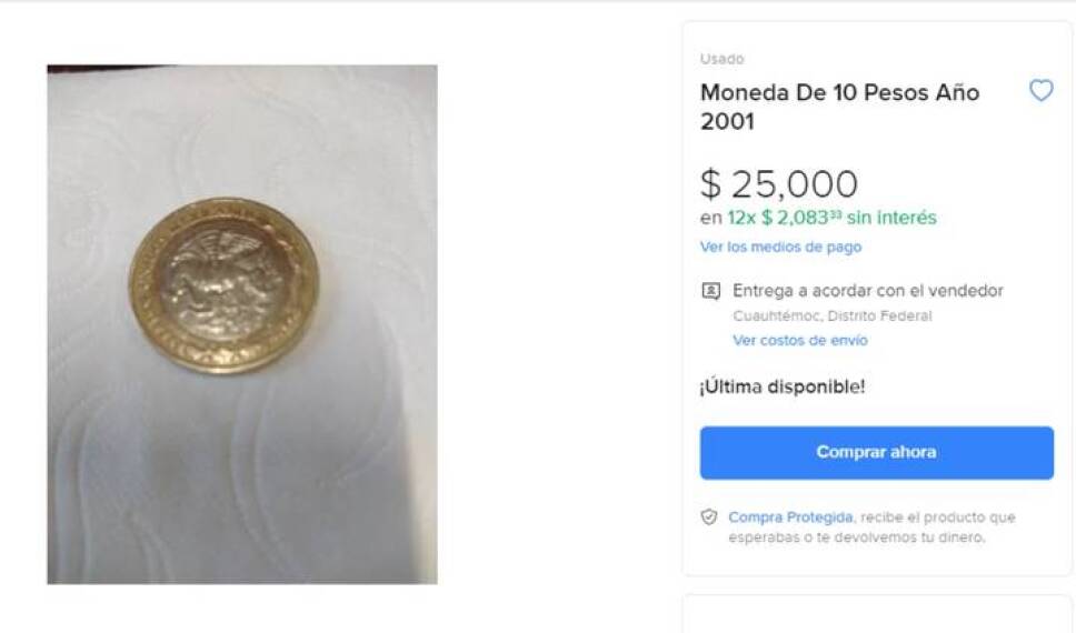 Moneda de 10 pesos 2001