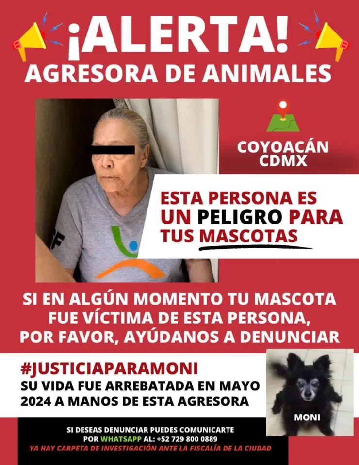 La denuncia pública de Flor “N”, señalada como posible asesina de la perrita Moni en Coyoacán
