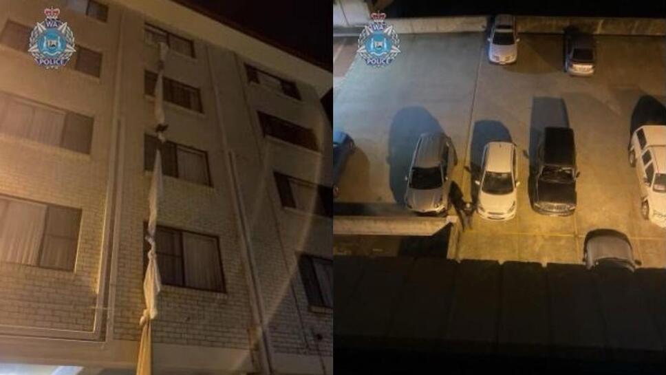 huye de cuarentena por utilizando sábanas amarradas