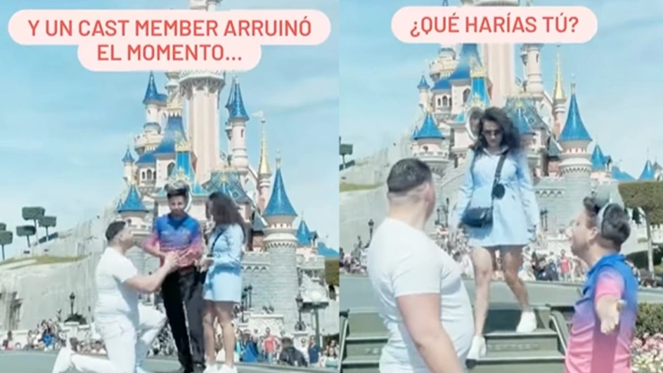 Arruinan pedida de matrimonio en Disney.