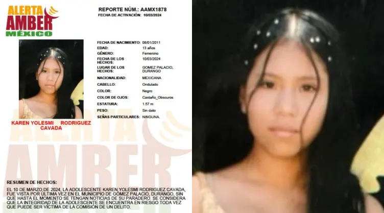 Alerta Amber Karen Yolesmi Rodríguez Cavada Durango